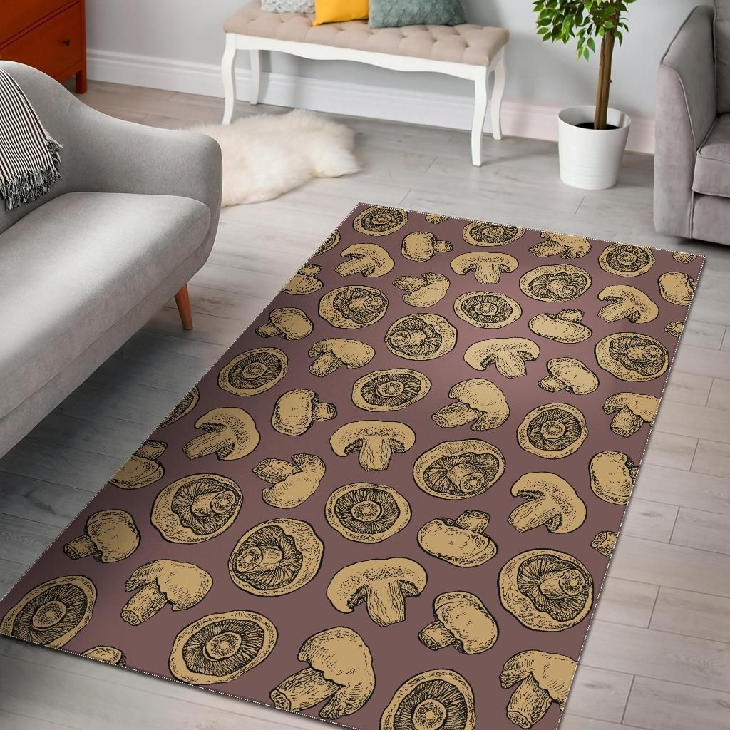 Brown Mushroom Pattern Print Area Limited Edition  Sku 263453 Rug