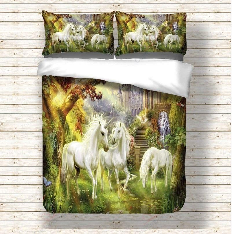 White Unicorn World 3D Bedding Set Bedroom Decor