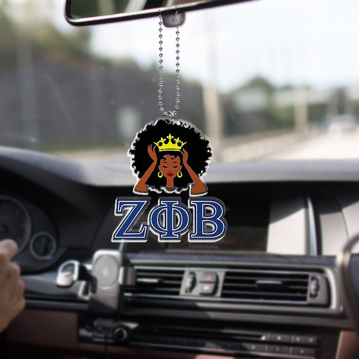 Sorority Ornament – Zeta Phi Beta Crown Car Hanging Ornament