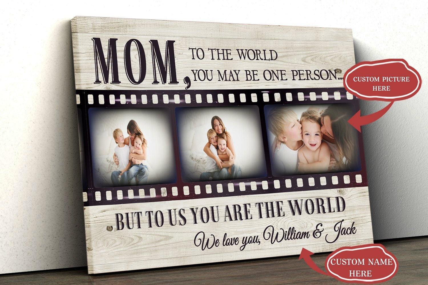 [Personalized Name & Photo] On The World You May Be One Person Gift For Family Home Decor Wall Art Canvas Memorial Home Decor