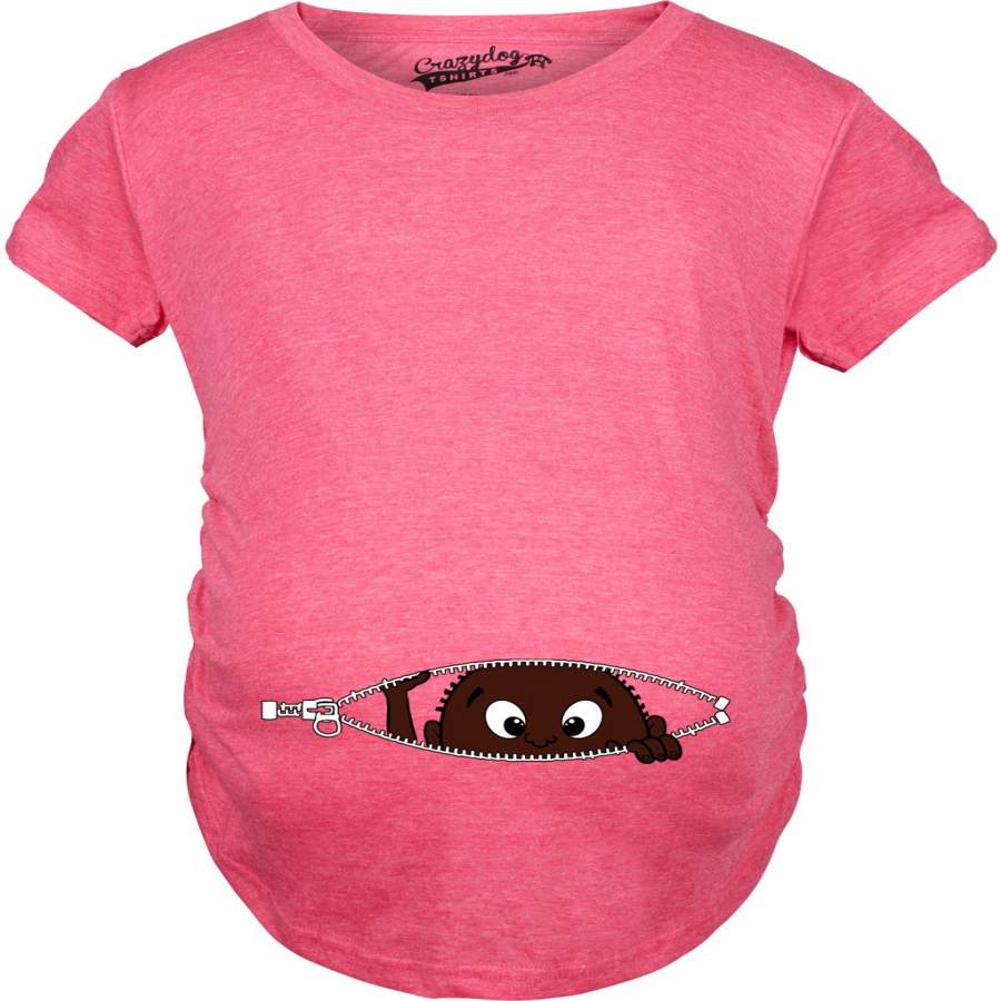 African American Peeking Baby Maternity Tshirt