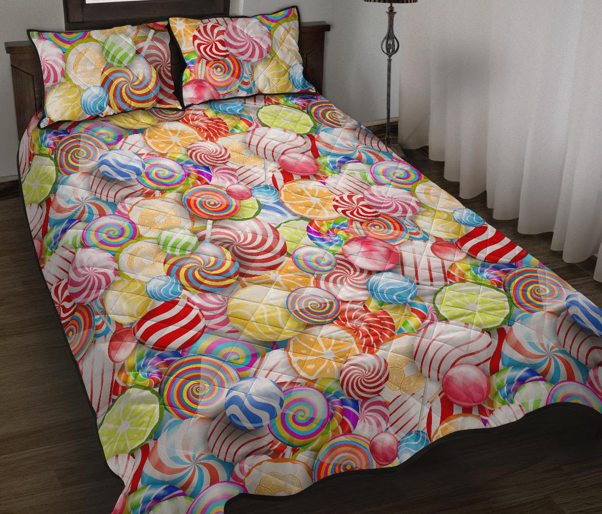 Candy Lollipop Pattern Quilt Bed Set