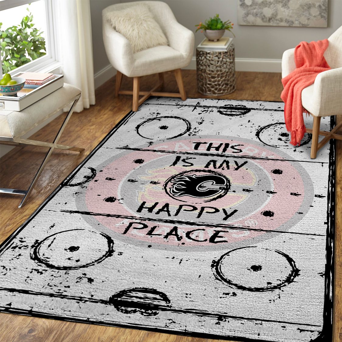 Calgary Flames Rug – This Is My Happy Place