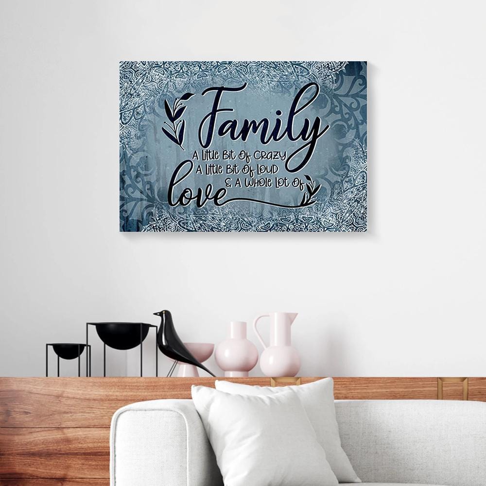 Canvas Art Prints Family A Little Bit Of Crazy Patterns Blue Wood Frame Canvas Wall Art Home Decor