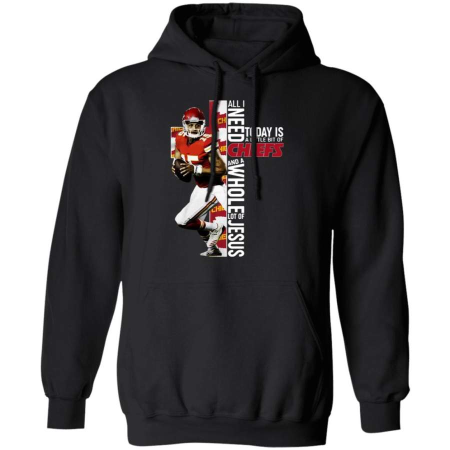 Patrick Mahomes Is All I Need Jesus Christian Cross Kansas City Football G185 Gildan Pullover Hoodie 8 oz.