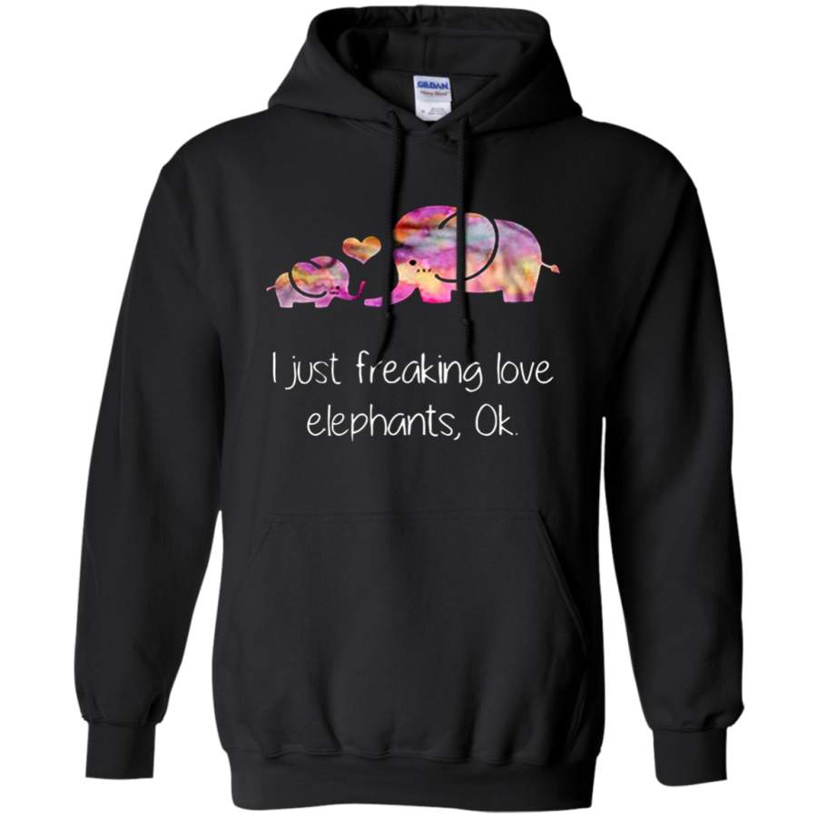 I just freaking love elephants ok Hoodie 19.10