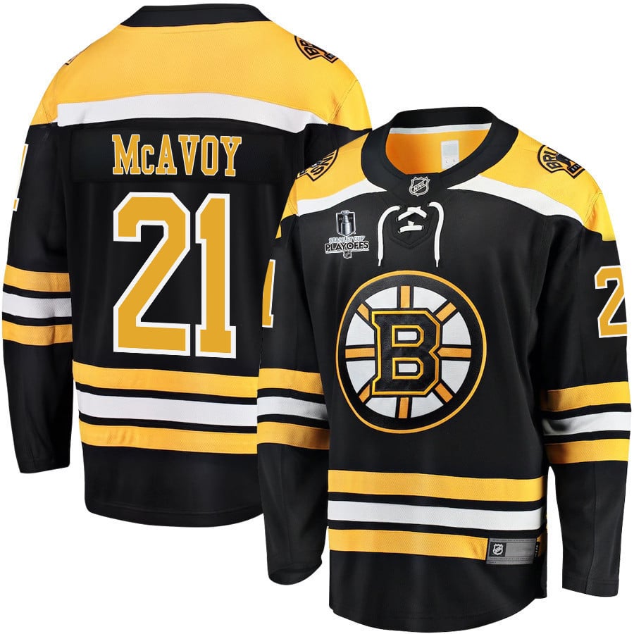 Charlie McAvoy 21 Boston Bruins Stanley Cup 2023 Playoffs Patch Home Breakaway Men Jersey – Black