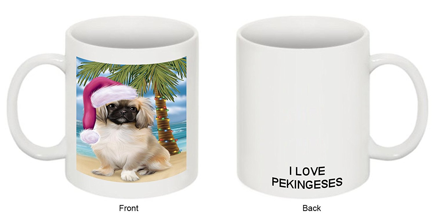 Summertime Pekingese Puppy On Beach Christmas Mug Cmg0816