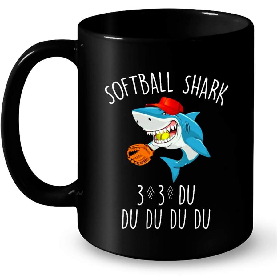 Softball Shark Du Du Du B – Full-Wrap Coffee Black Mug