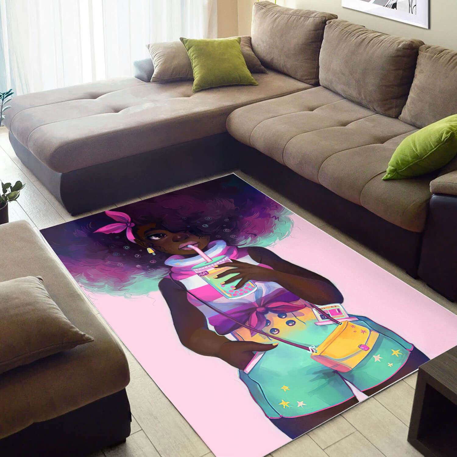 African American Area Rugs Pretty Melanin Beauty Girl African Print Carpet African Themed Living Room WBG19390