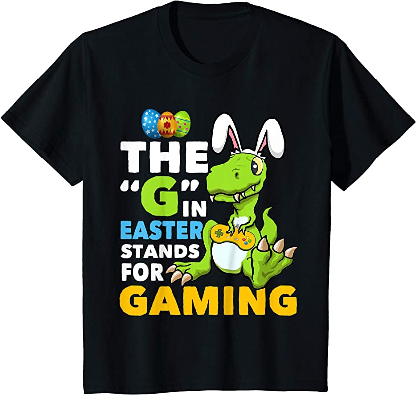 Kids Easter Day T Rex Gaming – Cute Gamer Kid Bunny Dino Eastrawr T-Shirt