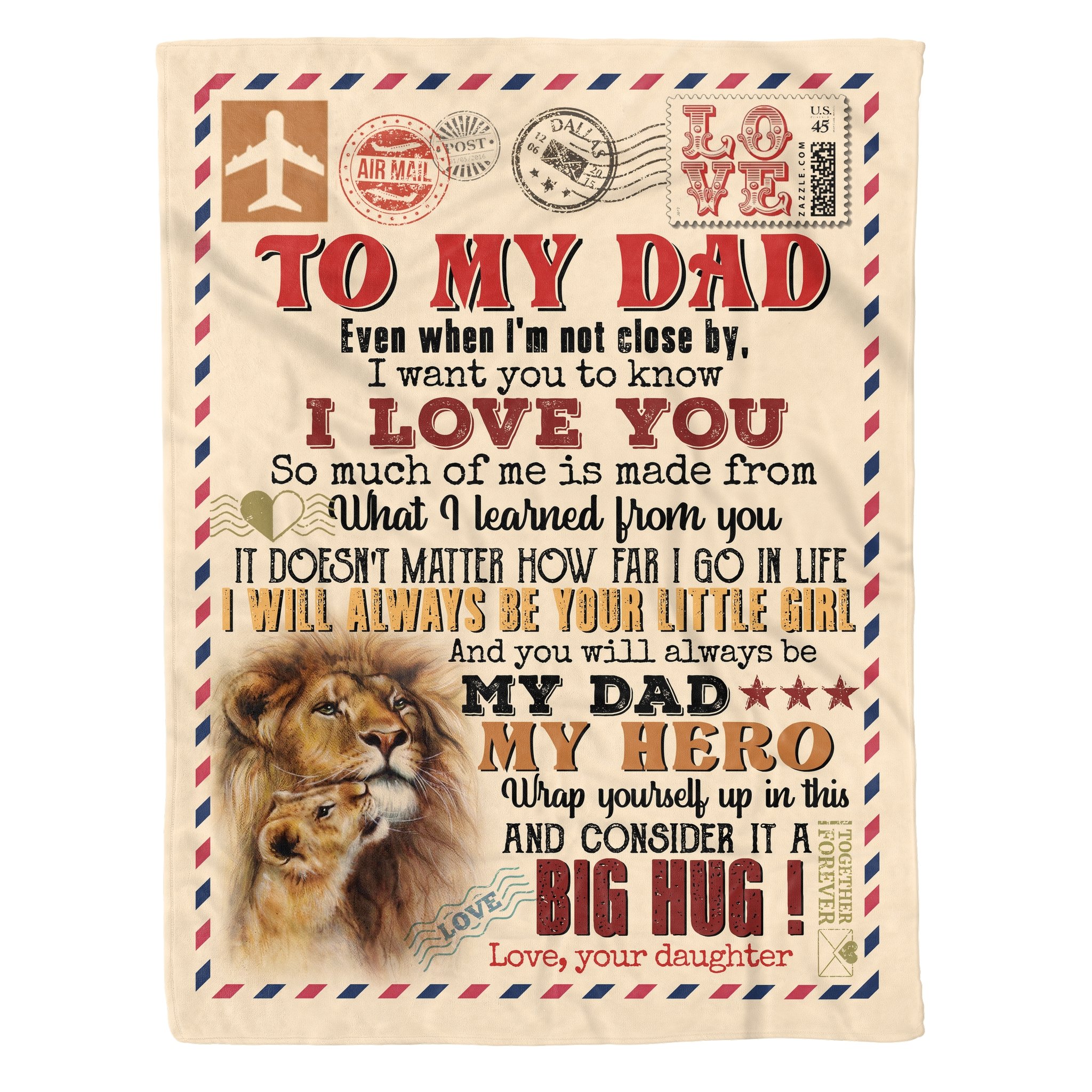 To My Dad – Lion – Fleece Blanket