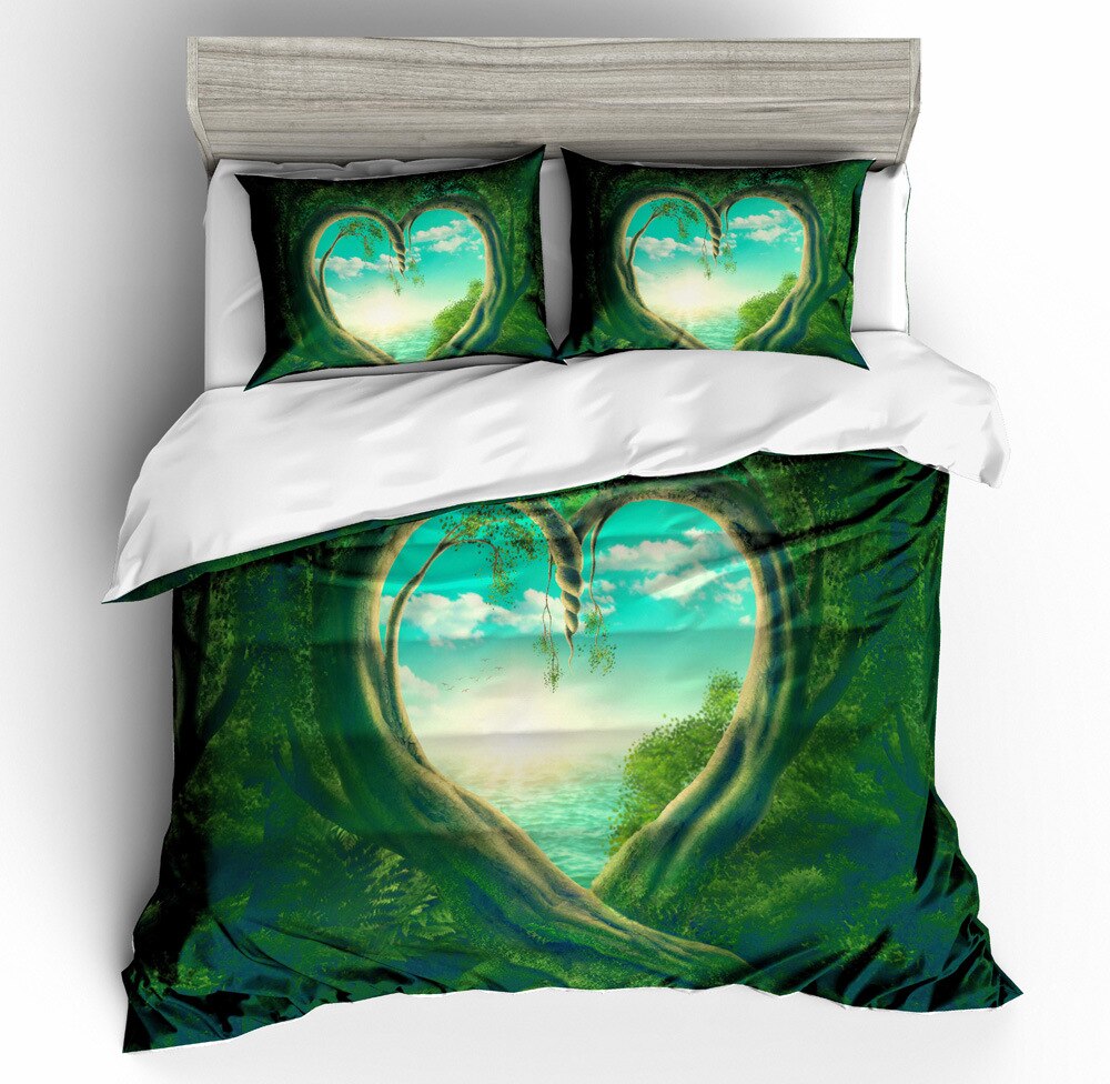 3D Print Mysterious Forest Bedding Set Home Decor Bed Set Bed Cover Full Queen King Double Size Green Bedspread Duvet Covers