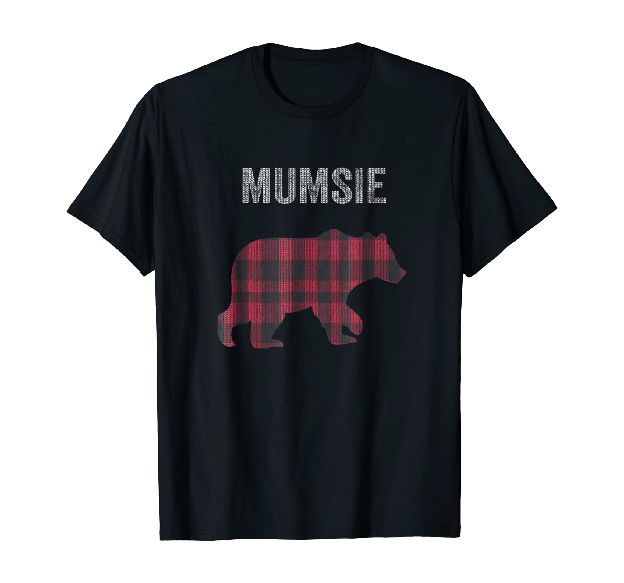 Red Plaid Mumsie Bear Buffalo Matching Family Pajama T-Shirt