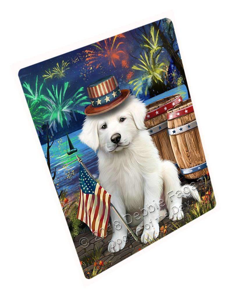 4Th Of July Independence Day Fireworks Great Pyrenee Dog At The Lake Blanket Blnkt76521