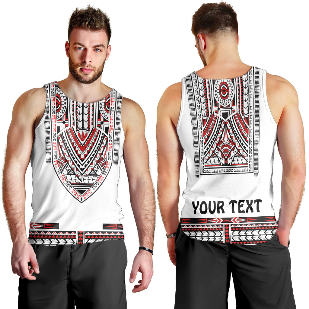 Custom Personalised Polynesian Men Tank Top Dashiki With Polynesian Tattoo Royal Version Lt14