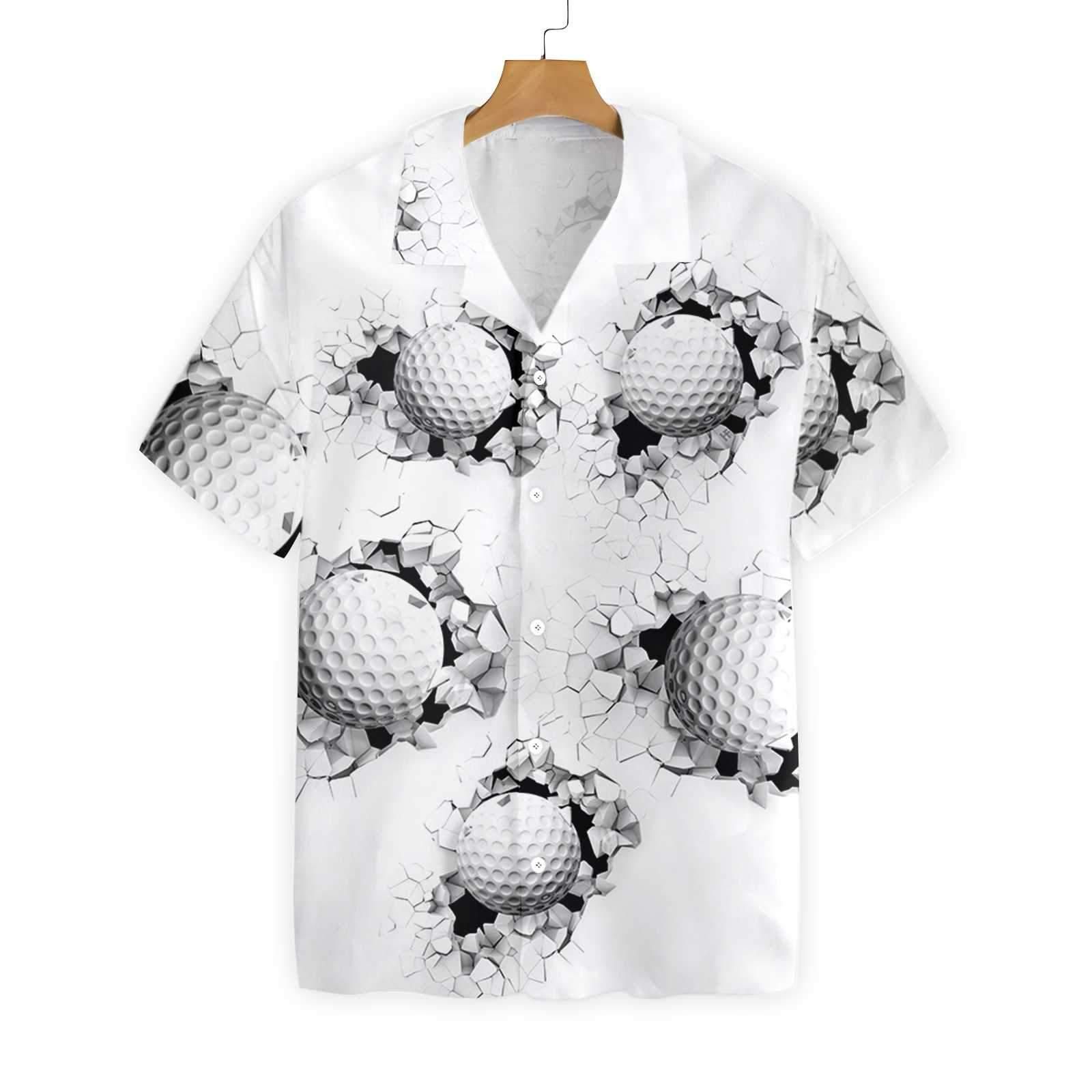 Golf Ball Breaking Through Wall 0502 Hawaii Shirt Ha28351