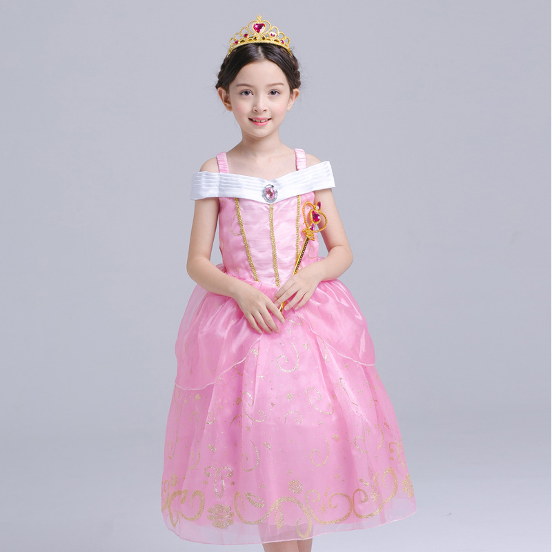 ABGMEDR Brand New Fashion Girl Aurora Dress Girls Children Christmas Chothing Girl Kids Ariel Clothes Monsoon Girls Pink Dresses alx