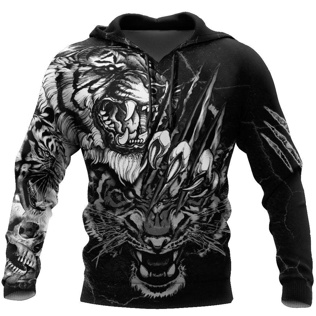 White Tiger 3D Tattoo Over Printed Shirt For Men And Women