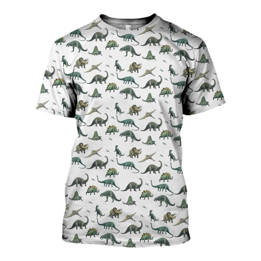 3D All Over Printed Dinosaur Montage Shirts and Shorts