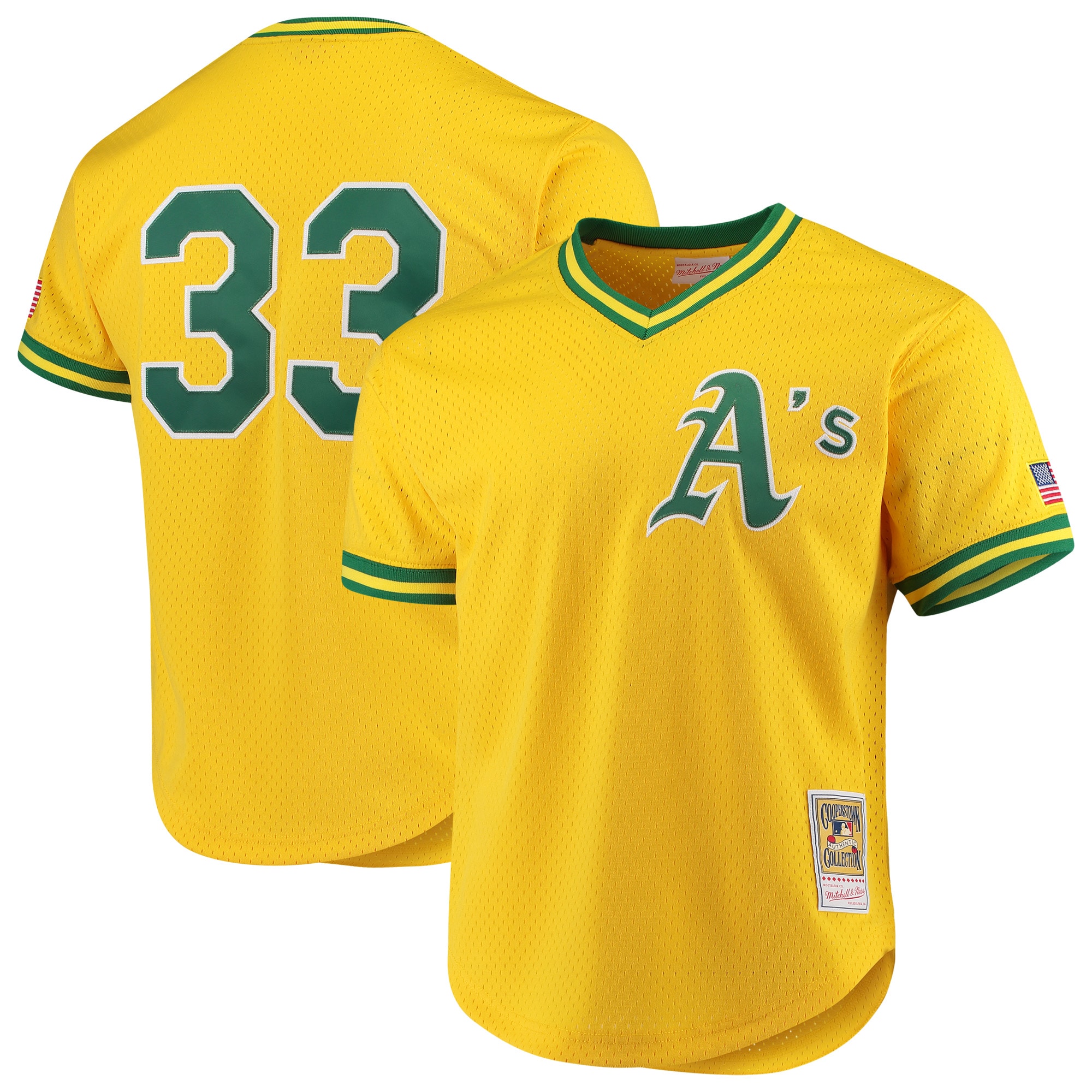 Jose Canseco Oakland Athletics Mitchell & Ness Cooperstown Collection Mesh Batting Practice Jersey – Gold