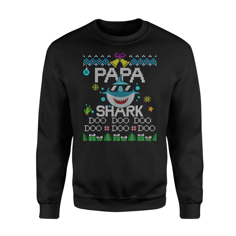 Christmas gift idea Mens Mens Papa Father Shark Xmas Matching Family Group Ugly T-Shirt – Standard Fleece Sweatshirt