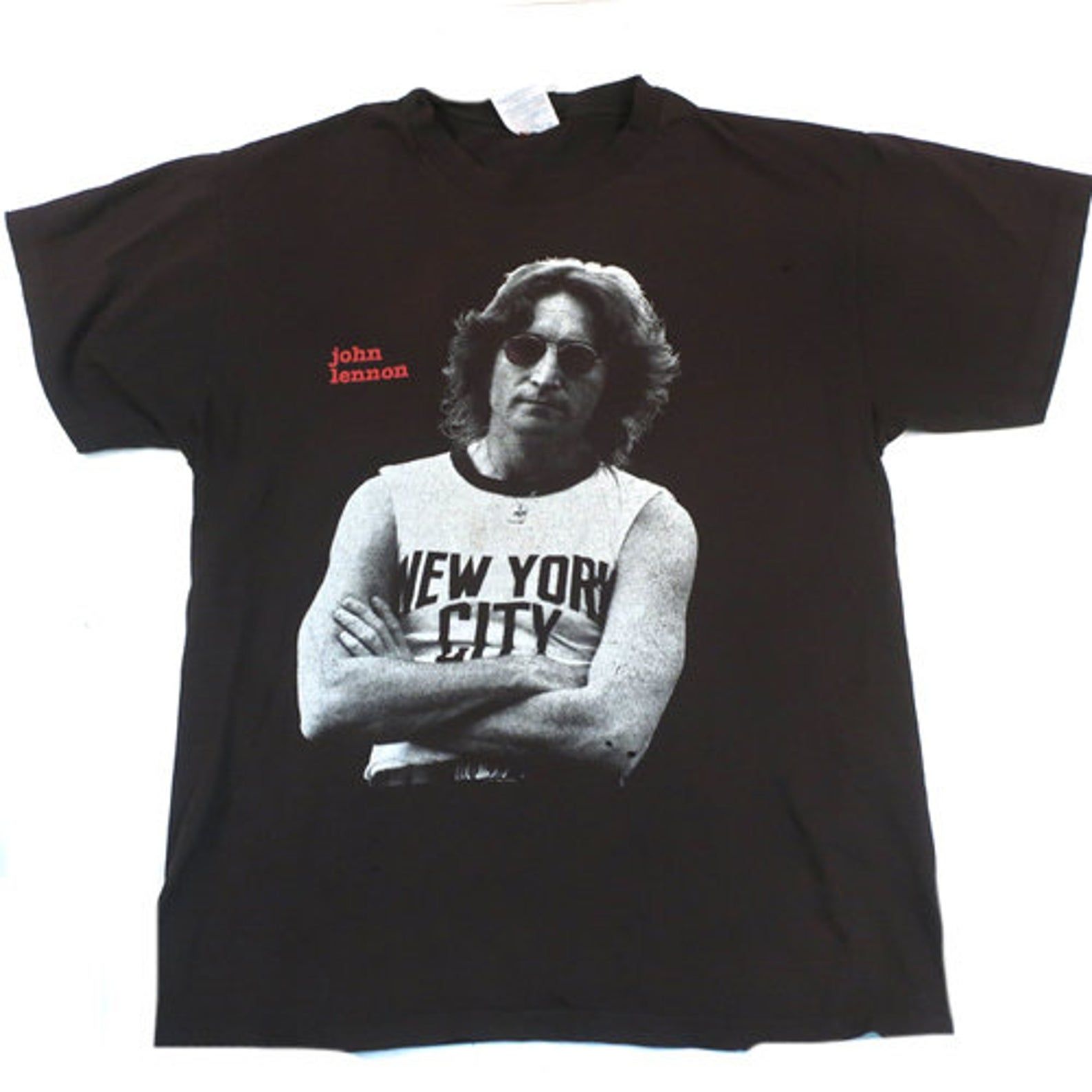 Vintage John Lennon New York City T-Shirt 90S Beatles 1991 - Love Art USA