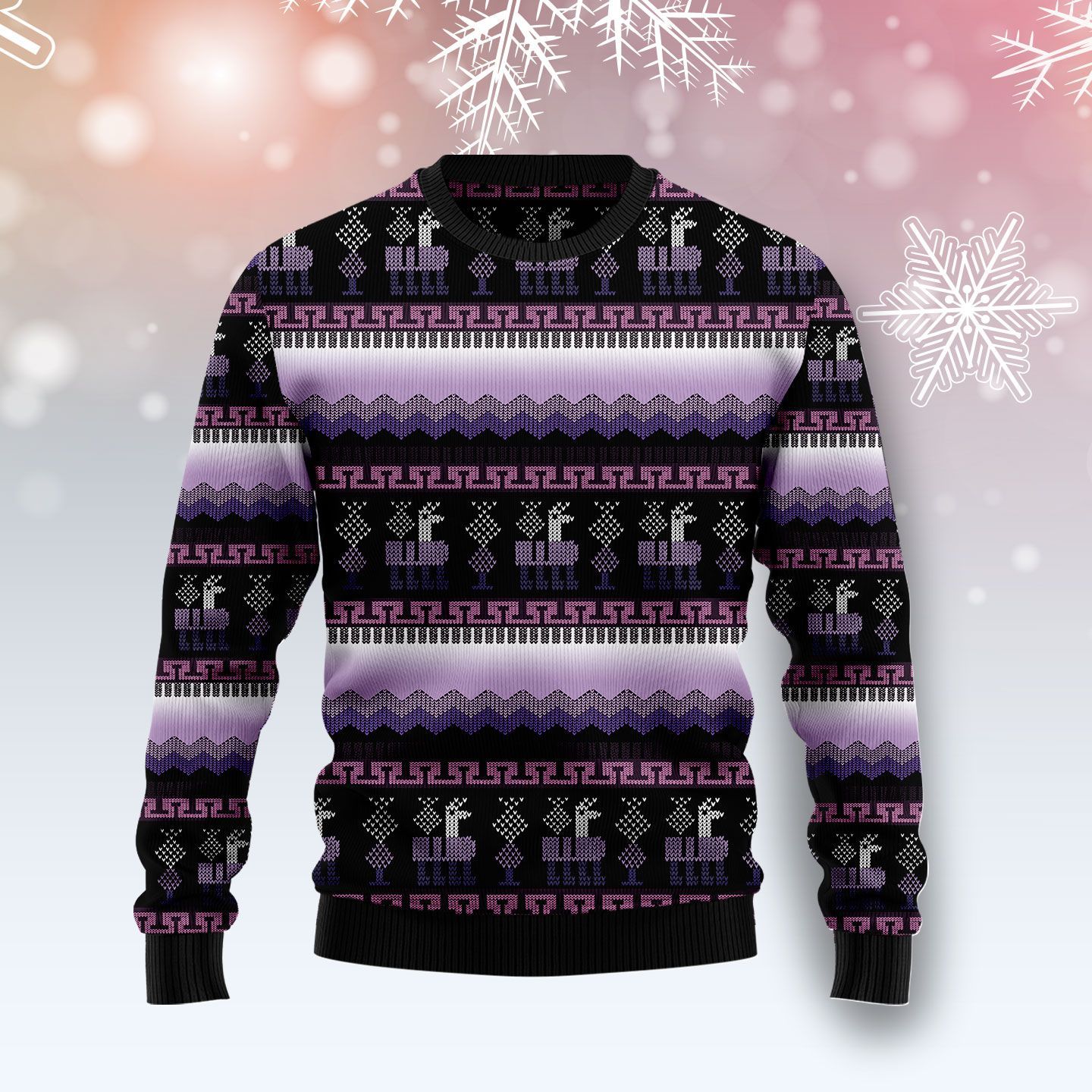 Alpaca Purple Pattern Ugly Christmas Sweater | For Men & Women | Adult | Us5274