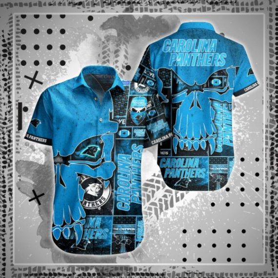 Gift For Husband Gift For Dad Carolina Panthers Skull2 Hawaiian Shirt Mh109