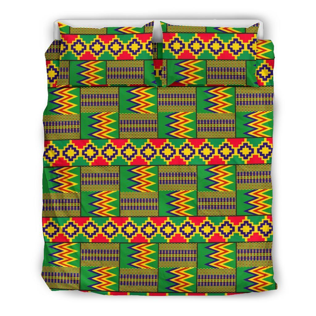 Greek Life Bedding Set – Kente Cloth Reggae Golden Duvet Cover & Pillow Cases