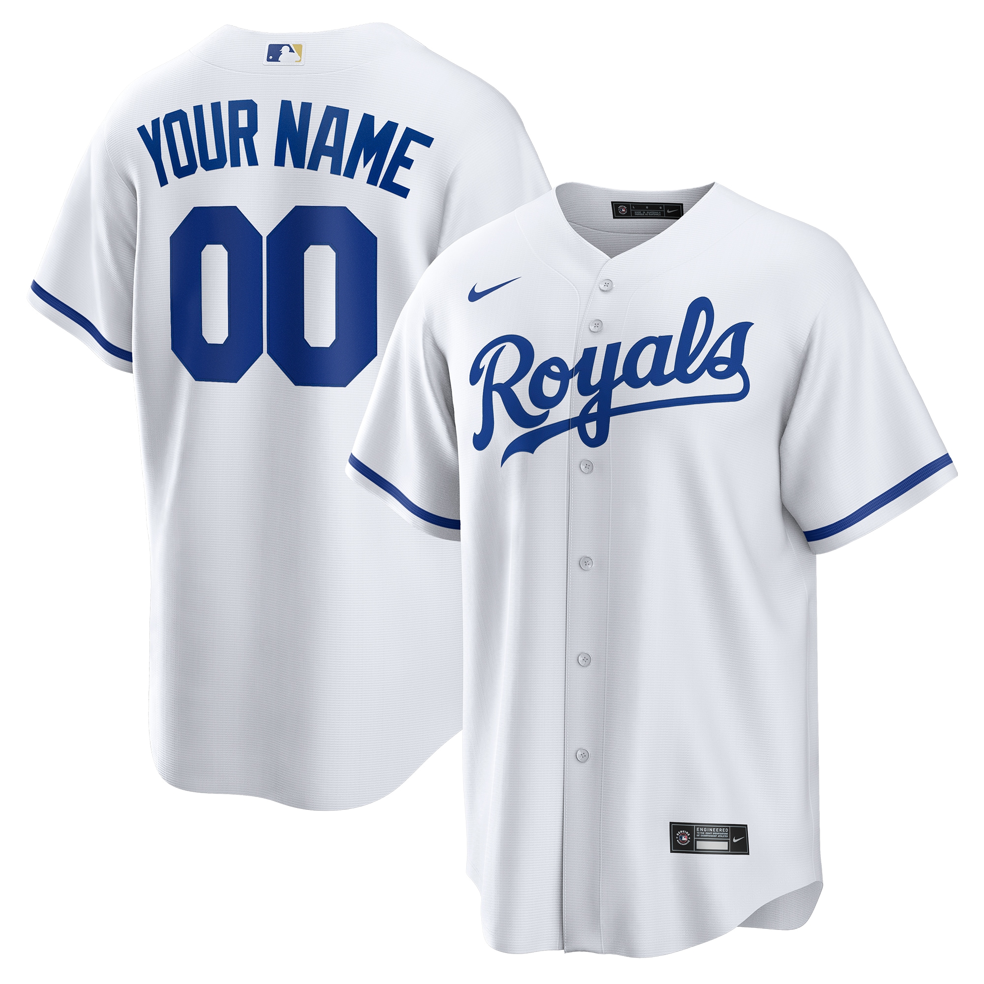 Men’s Kansas City Royals White Replica Custom Jersey