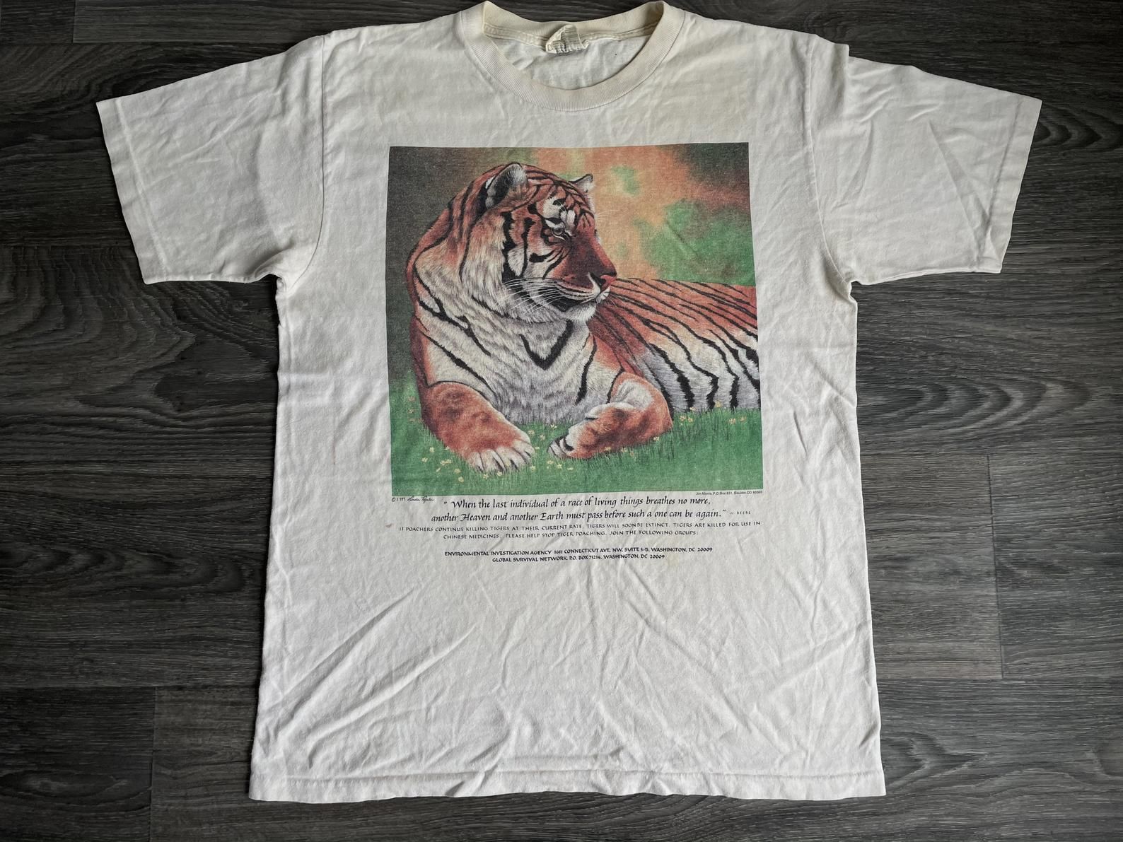 Tiger Shirt 90’S Vintage Conservation Save Species Anti-Poaching Tshirt Usa M/L