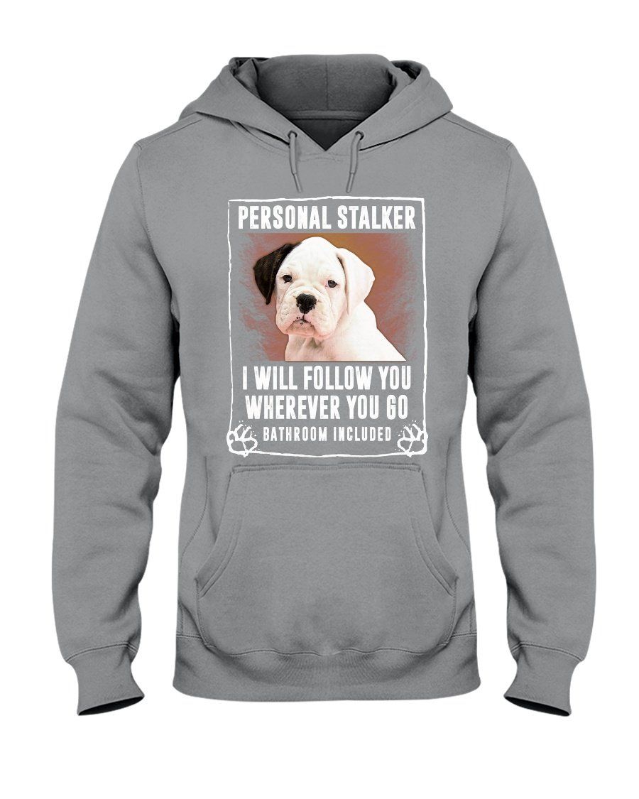 Black Eared White Boxer Puppy Personal Stalker St. Patrick’s Day Printed Hoodie