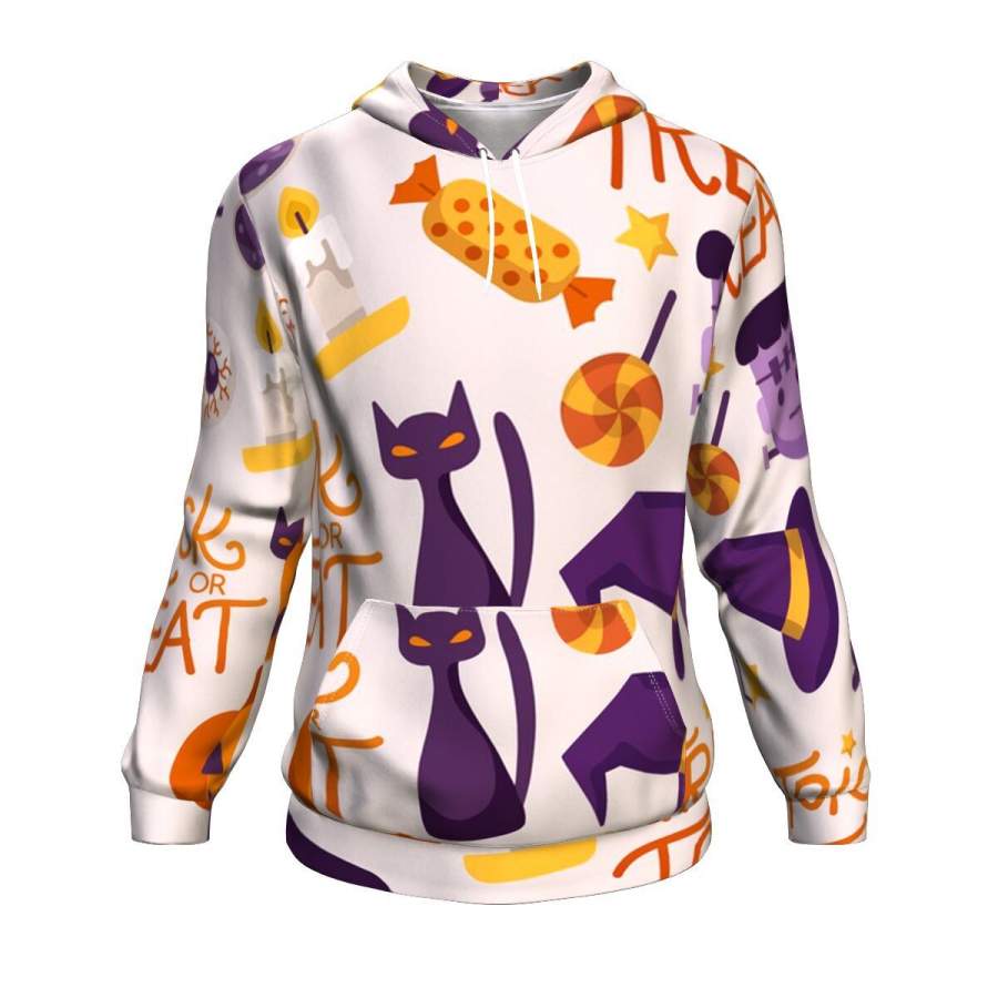 Candy Sweet Trick Or Treat Halloween Hoodie Over Print