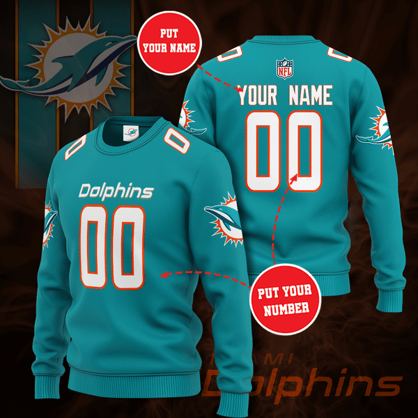 Personalized Miami Dolphins Professional Football Team Dolphins All Over Print 3D Sweatshirt-Blue