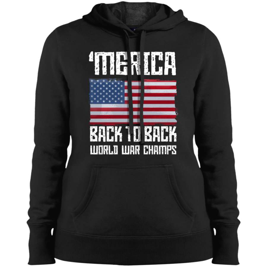 Lobo Performance Gear ‘Merica Back to Back World War Champs black Ladies Pullover Hoodie