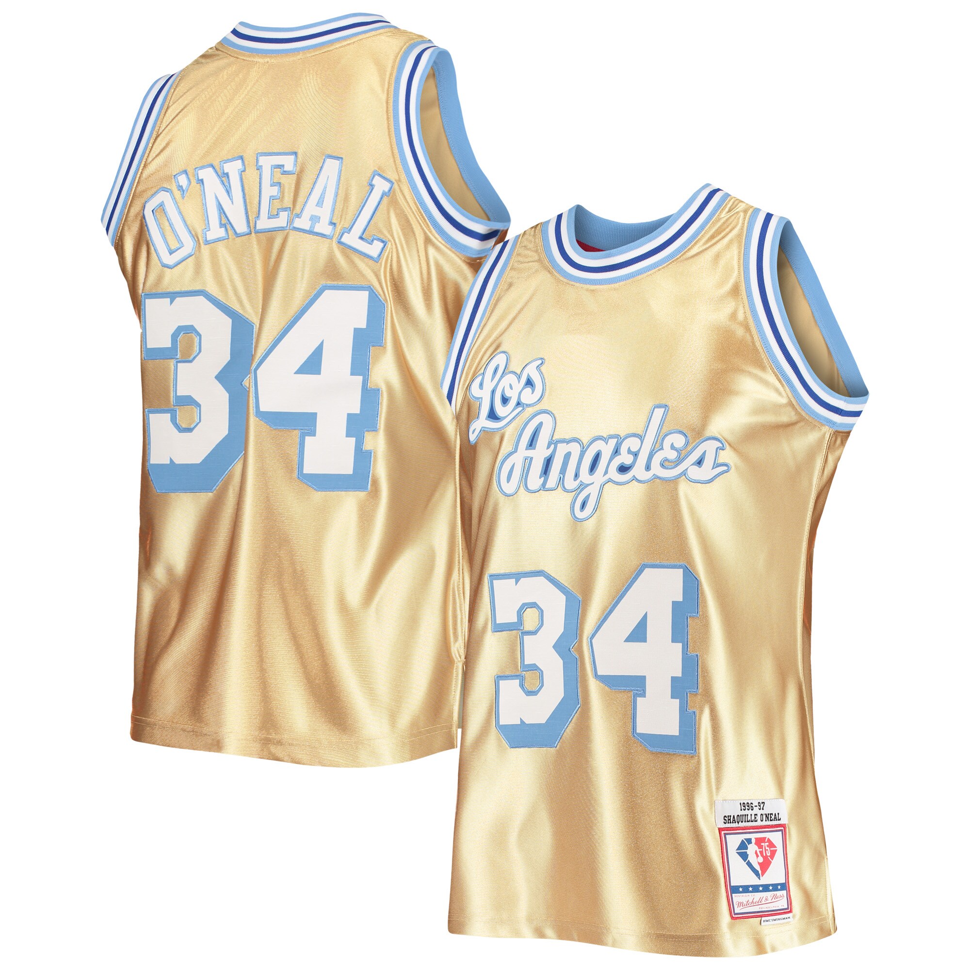 Shaquille O'Neal Los Angeles Lakers Mitchell & Ness 75th Anniversary 1996/97 Hardwood Classics Swingman Jersey – Gold