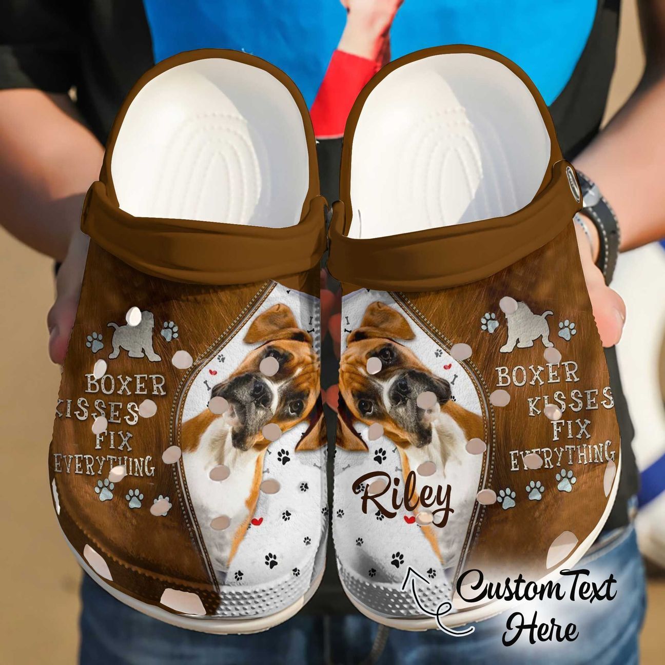 Boxer Personalized Clog, Custom Name, Text Boxer Kiss, Fashion Style For Women, Men, Kid, Print 3D