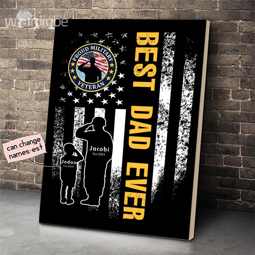 Personalized Father’s Day Gift Custom Canvas Dad And Son Proud Military Veteran 1