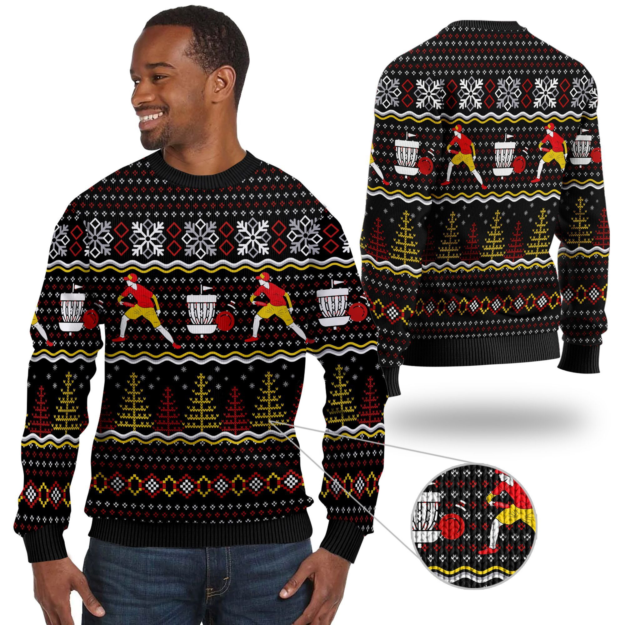 Christmas Disc Golf Funny Unisex Ugly Sweater #L