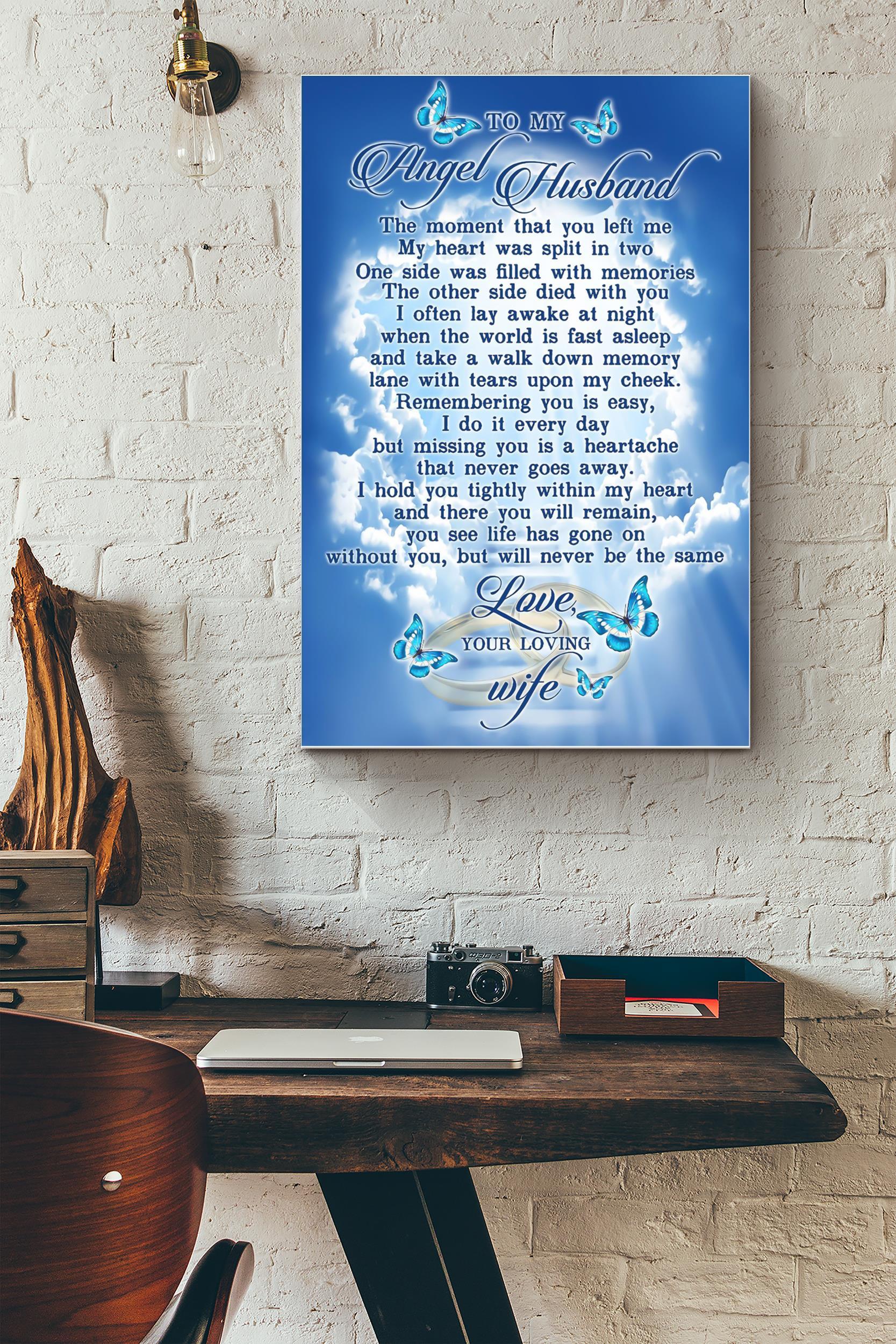 Angel Husband Poster – Quote Wall Art – Gift For Lovers Boyfriend Girlfriend Soulmate Wife Spouse Sweetheart Sweetie Home Decor (Unframed) Poster