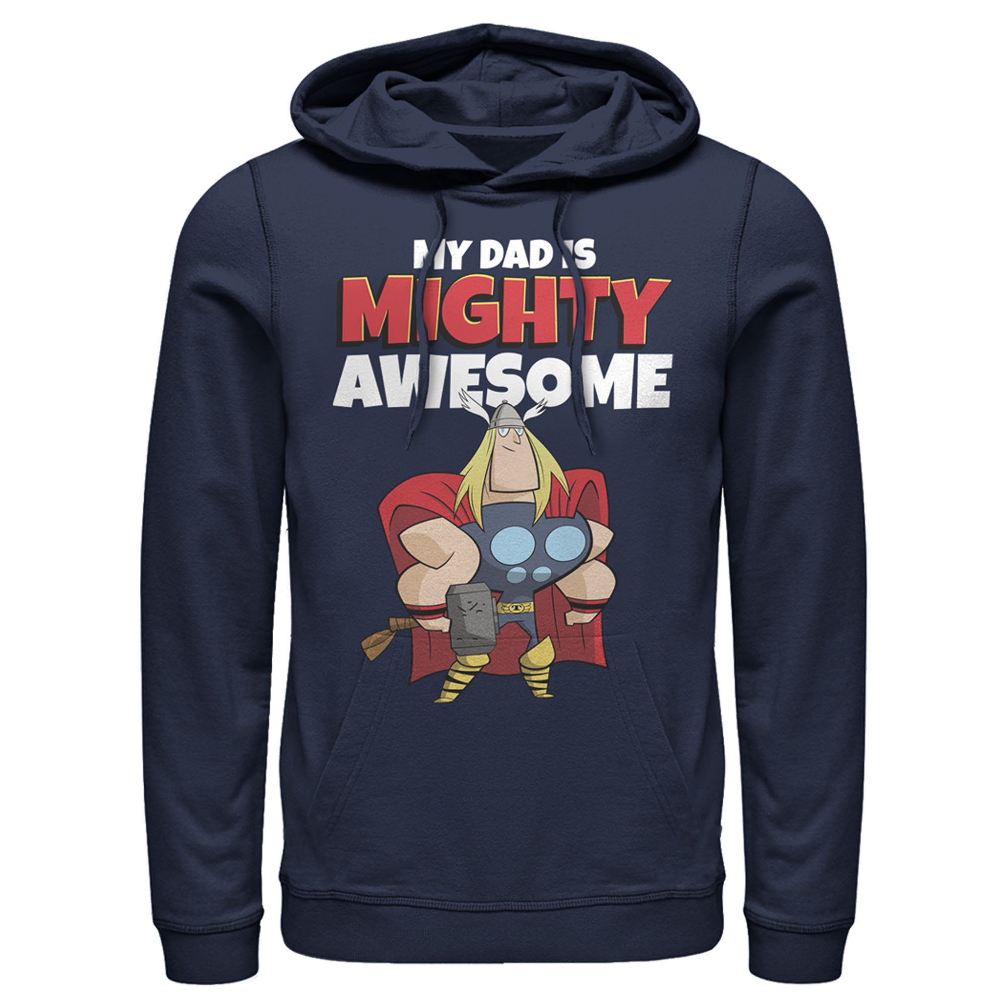 Men’S Marvel My Dad Is Mighty Awesome Cartoon Thor Pull Over Hoodie