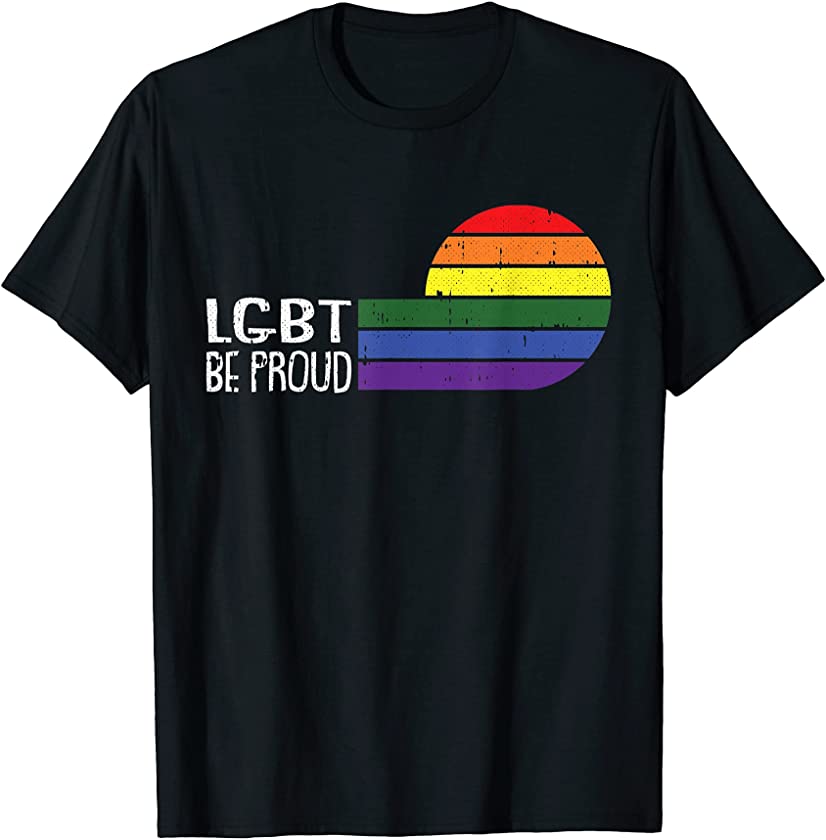 Be Proud Gay Pride Retro Vintage Rainbow Flag LGBT-Q Ally T-Shirt