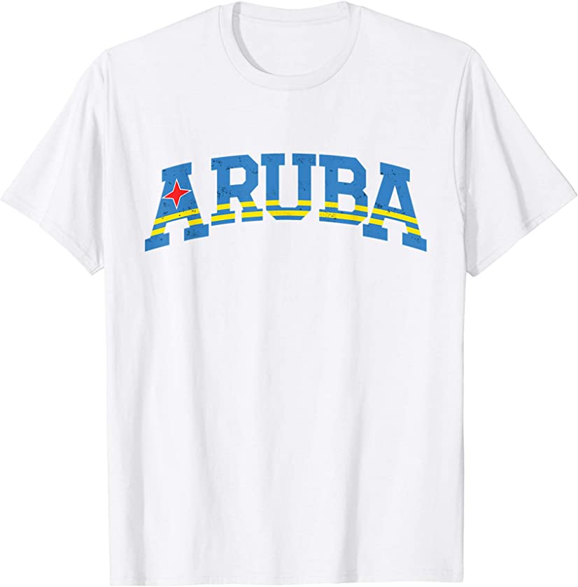 Aruba T-Shirt Vintage Sports Design Aruban Flag Tee T-Shirt