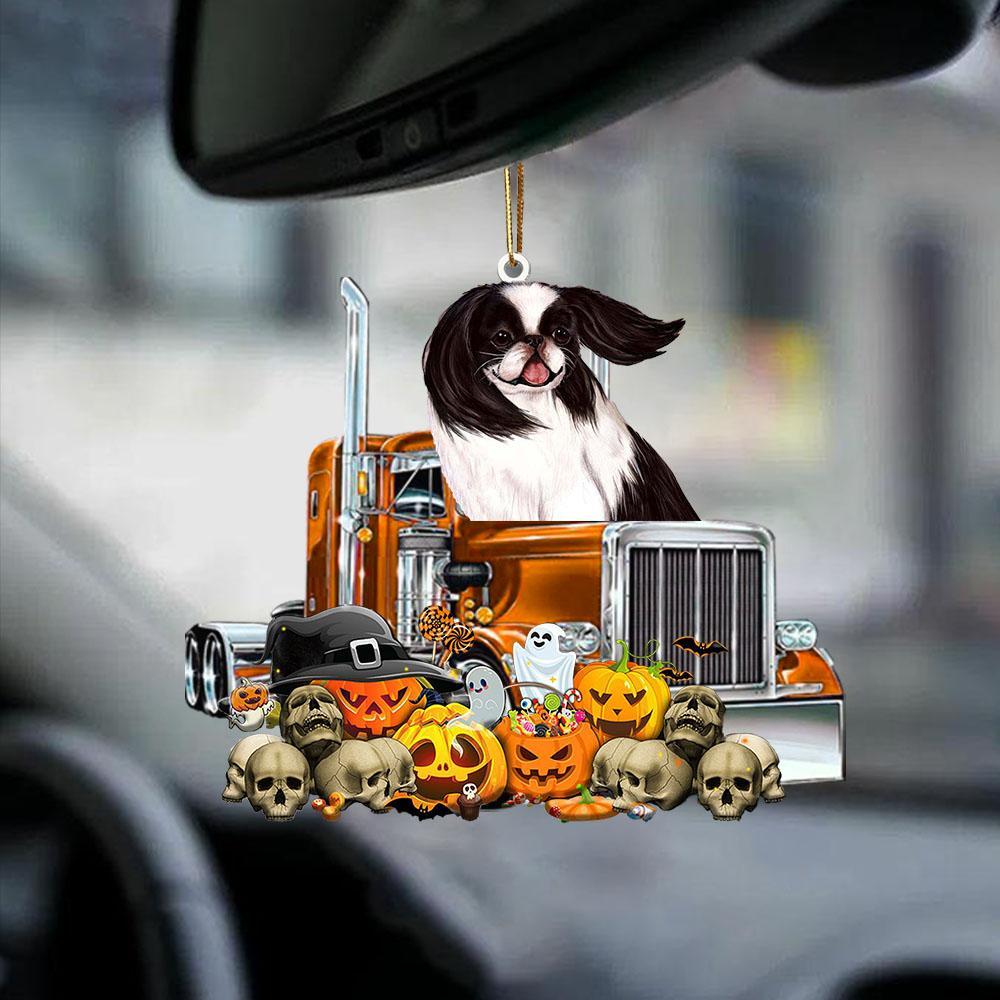 Japanese Chin-Pumpkin & Truck Car Hanging Ornament