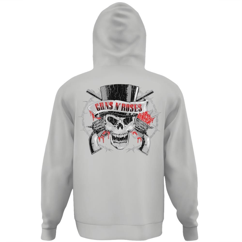 Guns N’ Roses Tophat Skull Roses T-shirt- print on back – Skull Art Prints