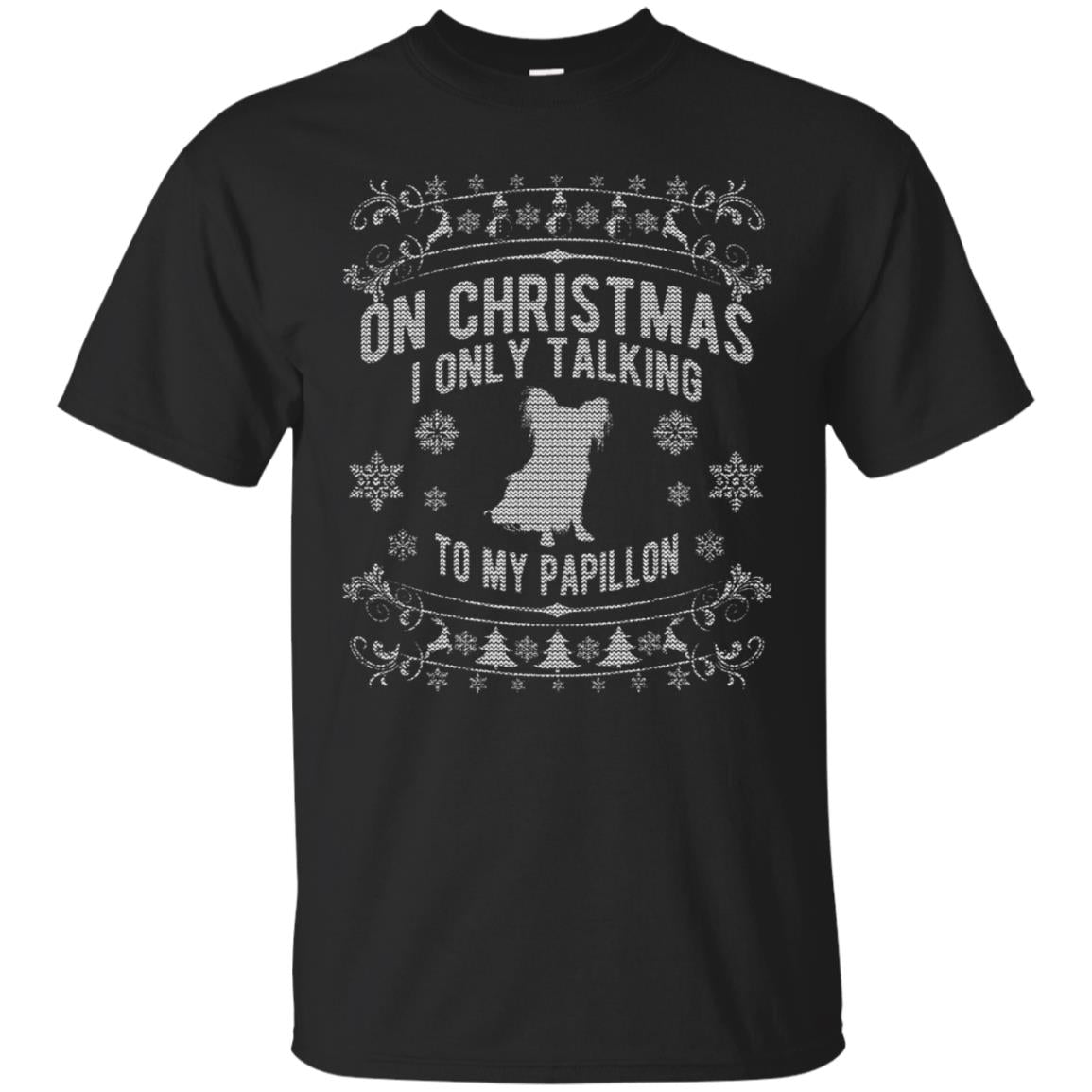 Ugly Christmas Style Papillon Dog Funny T-Shirt