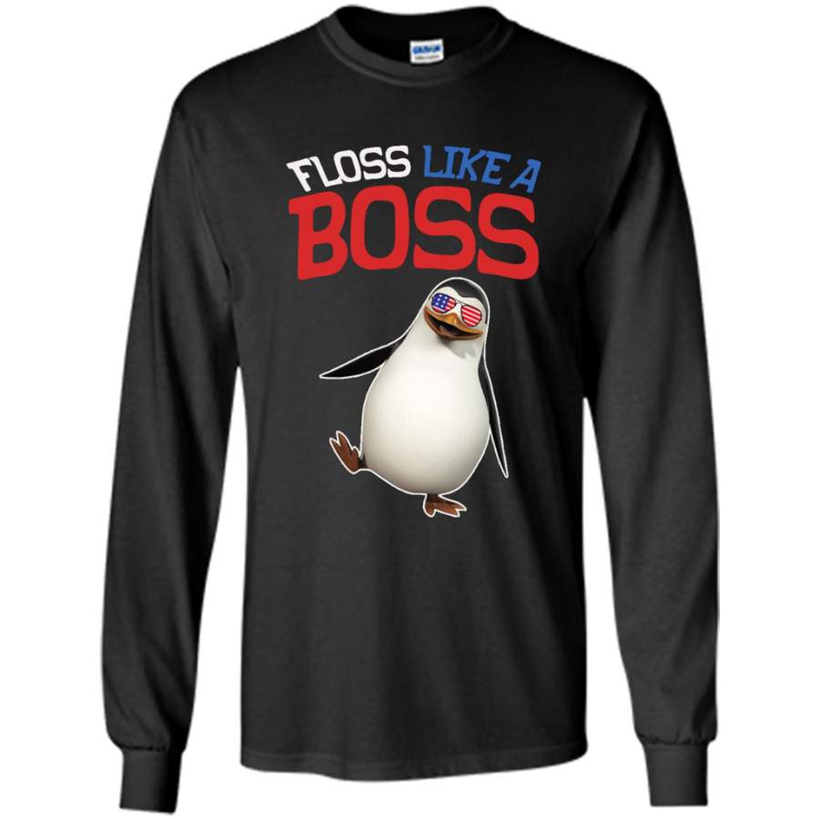 Floss Like A Boss Dance Penguin Flossing 4th Of July – Gildan Long Sleeve Shirt