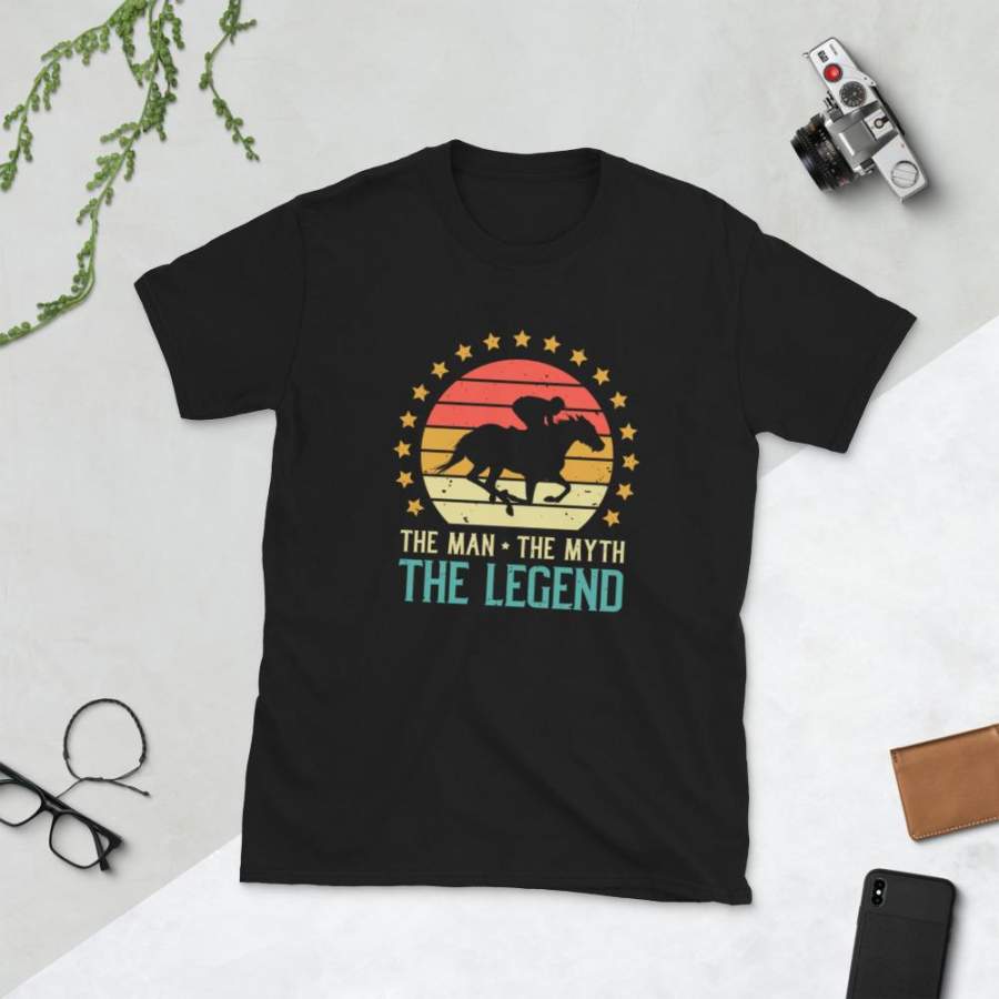 The Man The Myth The Legend Horse Racing T-shirt for Men Vintage Jockey Shirt Horseback Riding Horse Rider Graphic Shirt S-3XL Unisex Tee