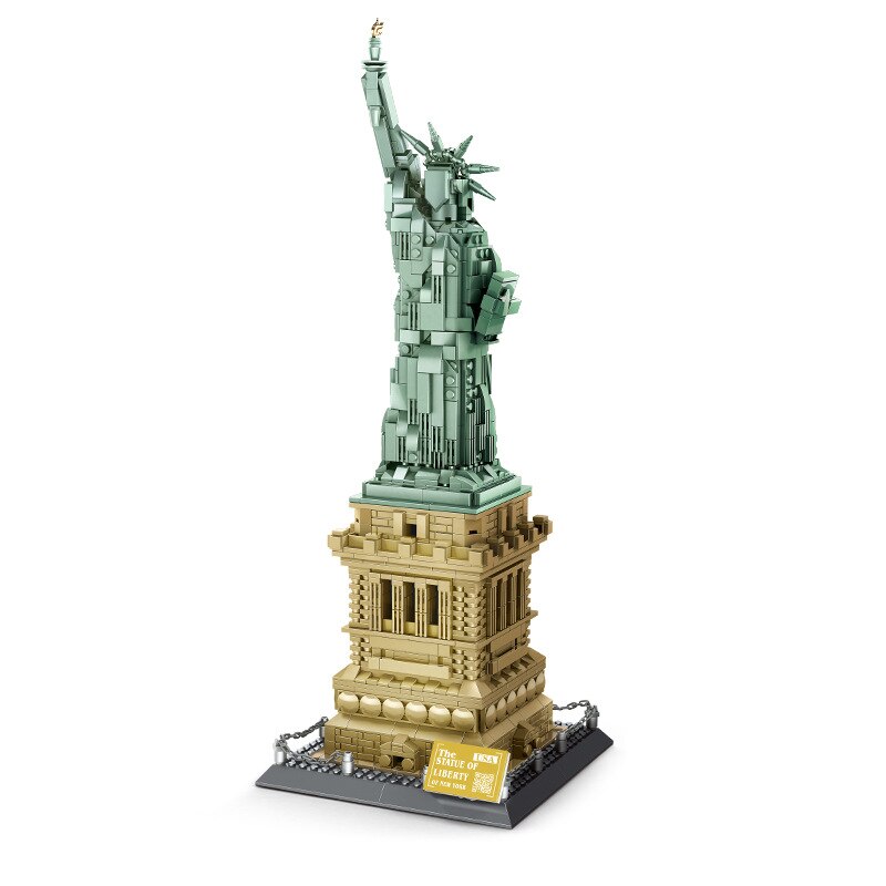 Qigu World Architecture Series Statue Of Liberty Model Building Blocks Set Classic MOC City Streetview Toys For Children Gift alx